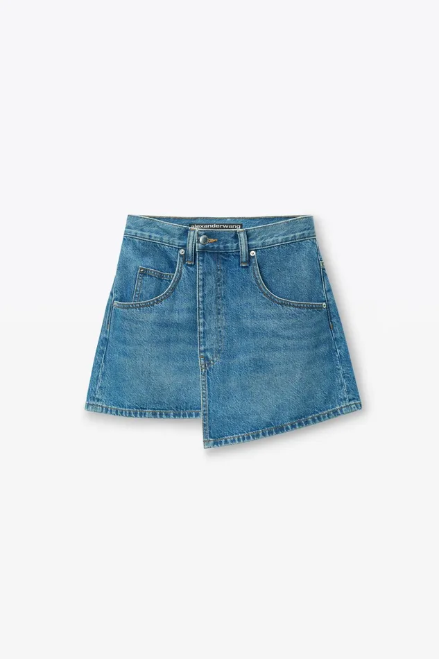 Alexander Wang Denim Distressed Denim Wrap Skirt 8211 Women