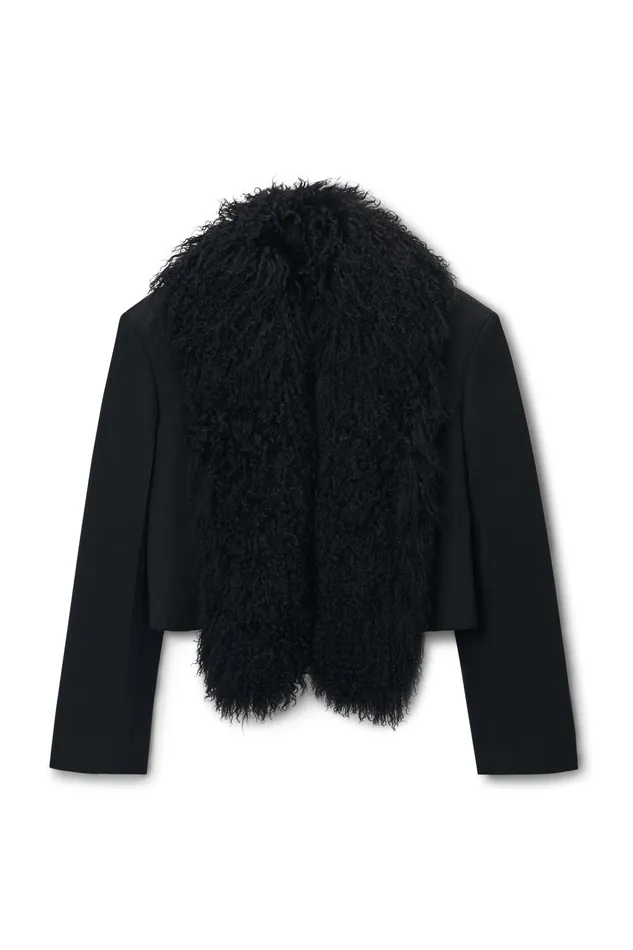 Alexander Wang Jackets Cropped Blazer With Mongolian Fur 8211 Women