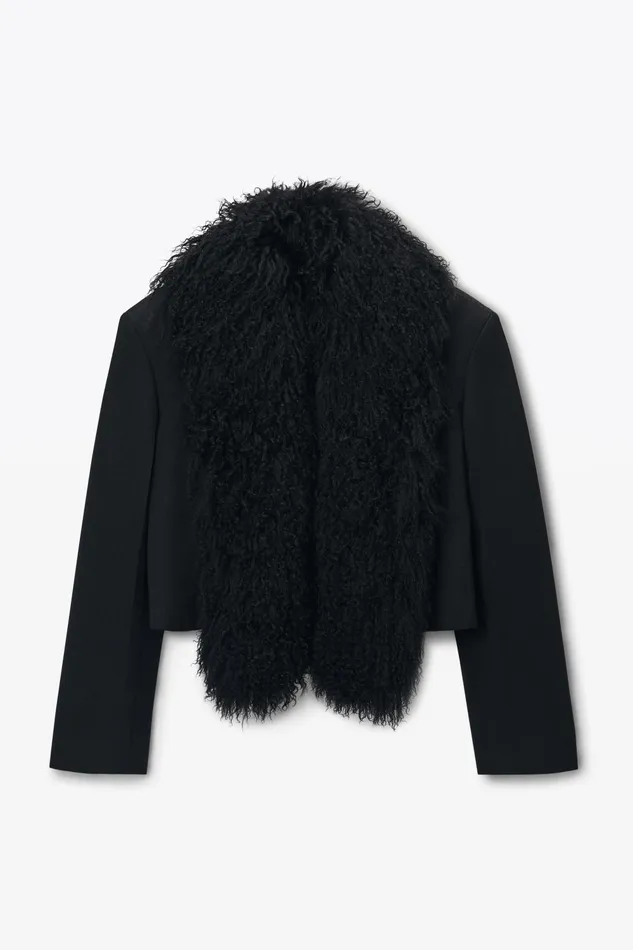 Alexander Wang Jackets Cropped Blazer With Mongolian Fur 8211 Women
