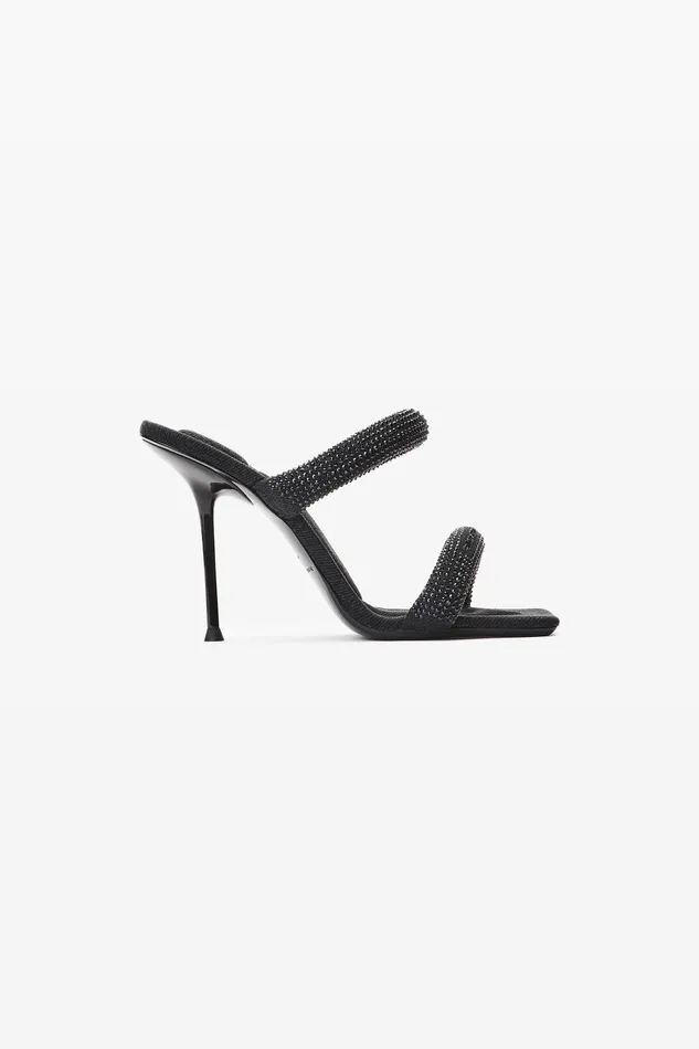 Alexander Wang Shoes Julie 105mm Denim Crystal Hotfix Tubular Sandal 8211 Women