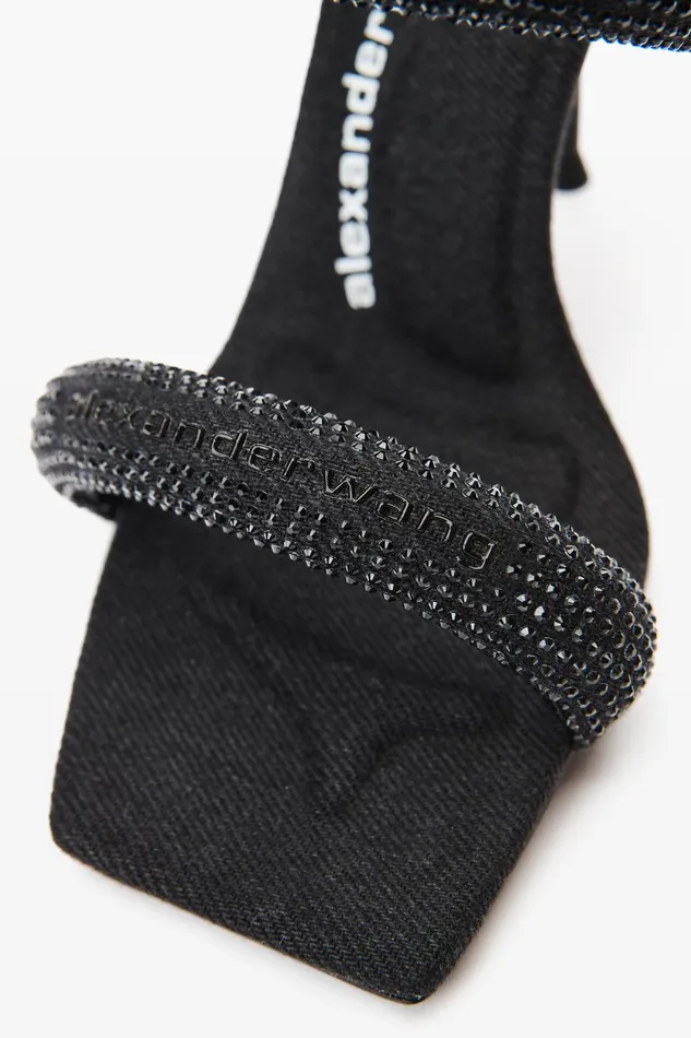 Alexander Wang Shoes Julie 105mm Denim Crystal Hotfix Tubular Sandal 8211 Women