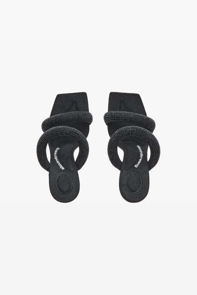 Alexander Wang Shoes Julie 105mm Denim Crystal Hotfix Tubular Sandal 8211 Women