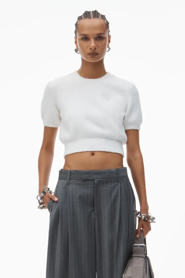 Alexander Wang Sweaters Logo Cropped Sweater Tee 8211 Women
