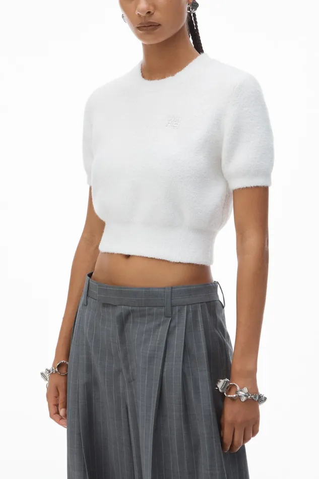 Alexander Wang Sweaters Logo Cropped Sweater Tee 8211 Women