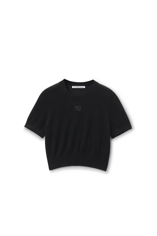 Alexander Wang Sweaters LogoEmbossed Tee In Superfine Merino Wool 8211 Women