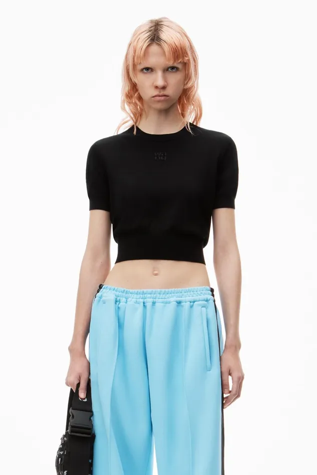Alexander Wang Sweaters LogoEmbossed Tee In Superfine Merino Wool 8211 Women
