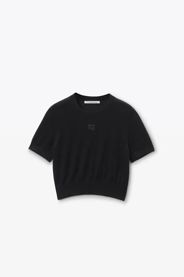 Alexander Wang Sweaters LogoEmbossed Tee In Superfine Merino Wool 8211 Women
