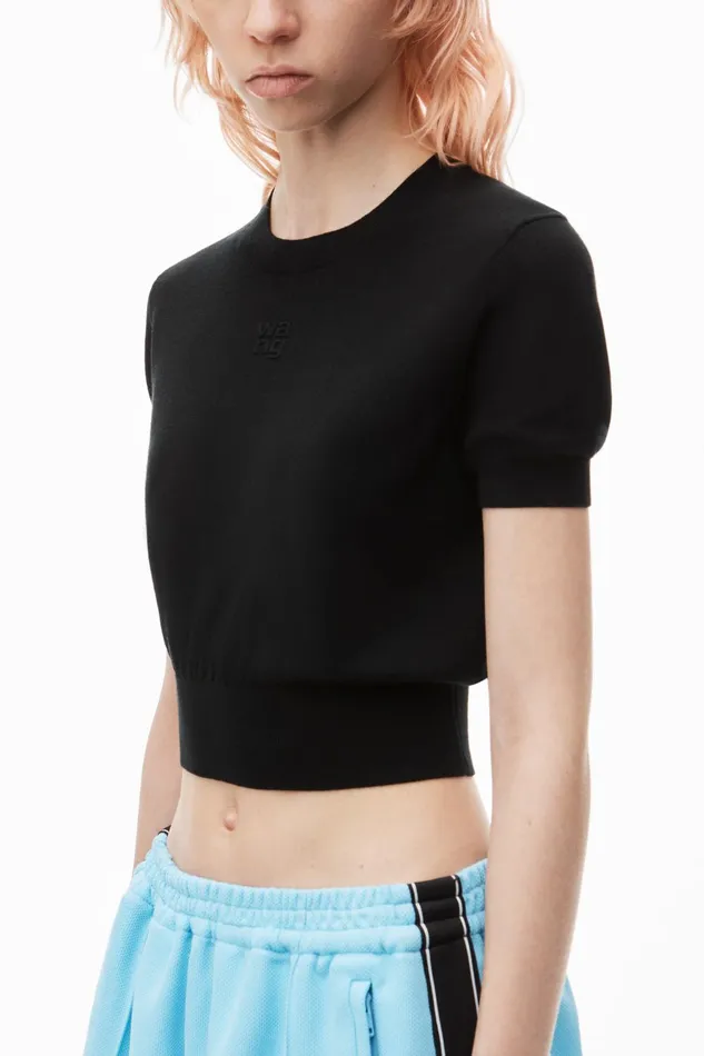Alexander Wang Sweaters LogoEmbossed Tee In Superfine Merino Wool 8211 Women