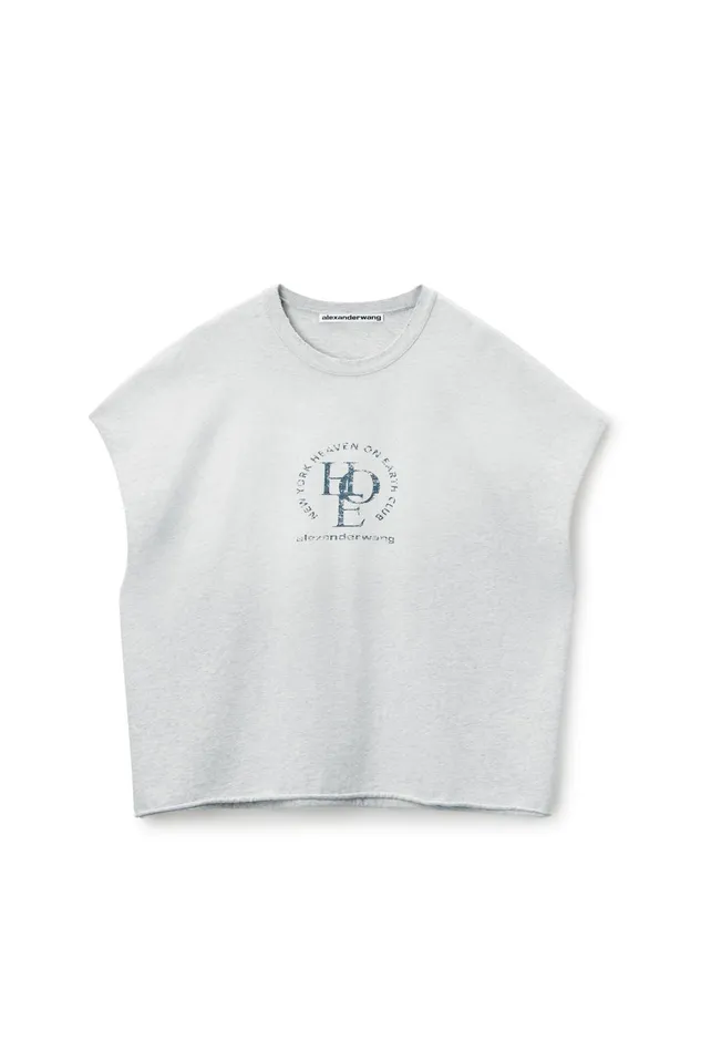 Alexander Wang Tops and Shirts Unisex Distressed Logo Cotton Muscle Tee 8211 WomenMen