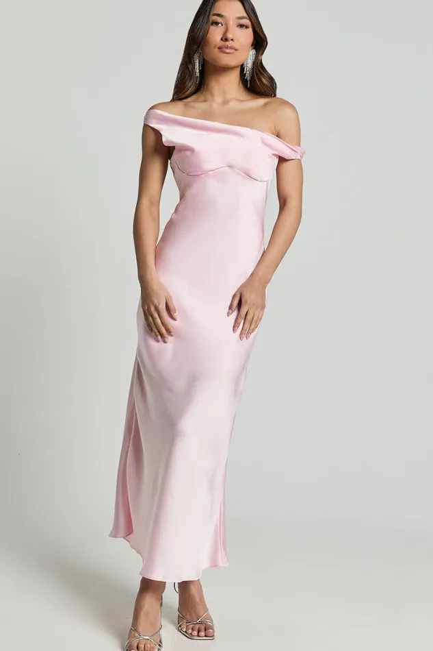 Alexia Midi Dress 8211 One Shoulder Bust Slip Dress In Soft Pink Women Showpo Dresses