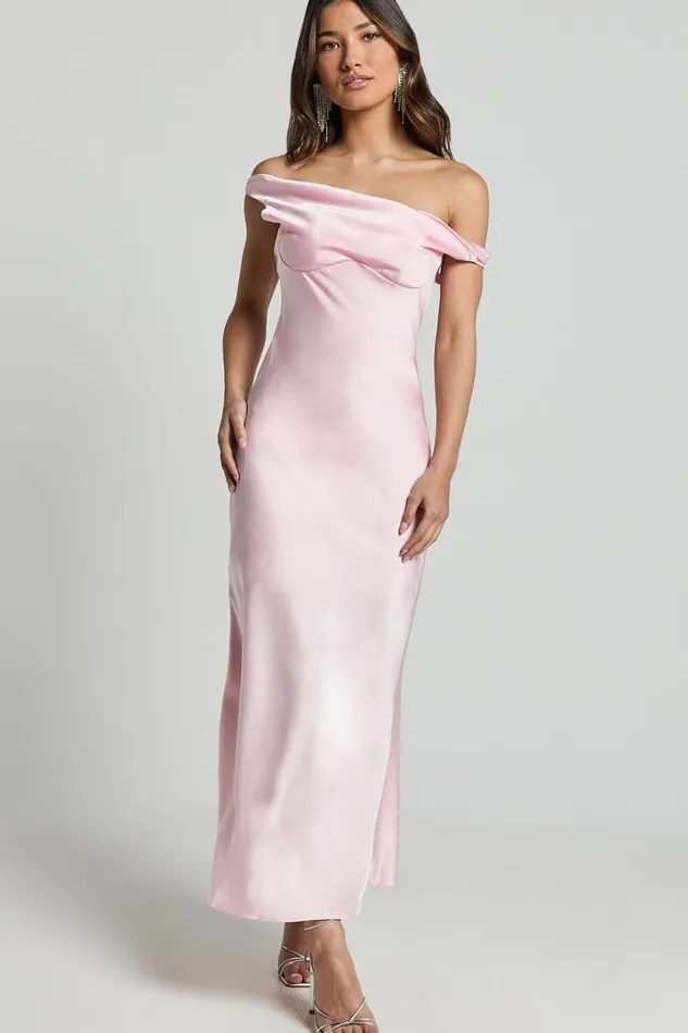 Alexia Midi Dress 8211 One Shoulder Bust Slip Dress In Soft Pink Women Showpo Dresses