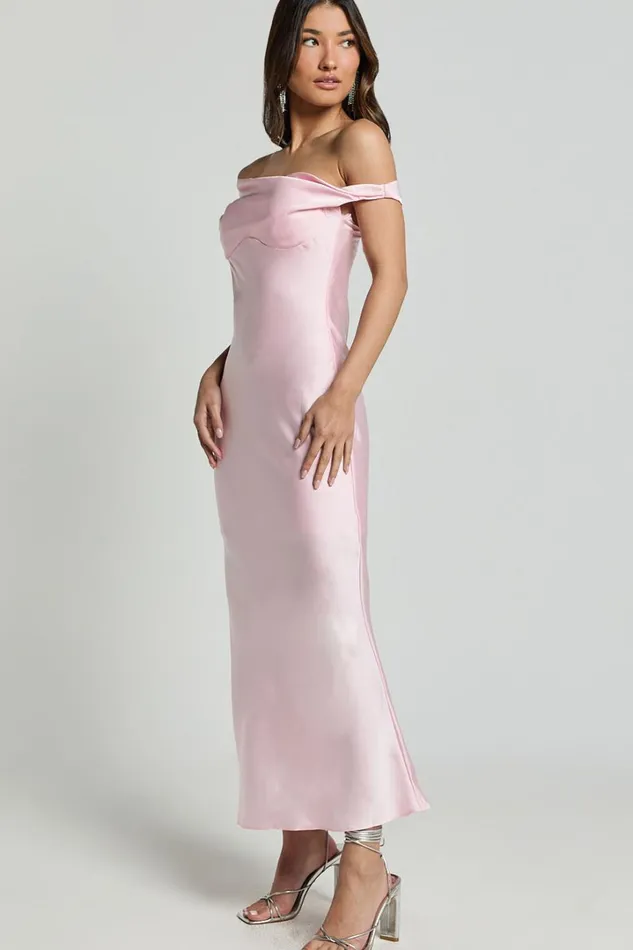 Alexia Midi Dress 8211 One Shoulder Bust Slip Dress In Soft Pink Women Showpo Dresses