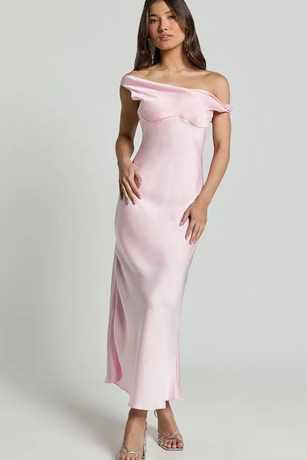 Alexia Midi Dress 8211 One Shoulder Bust Slip Dress In Soft Pink Women Showpo Dresses
