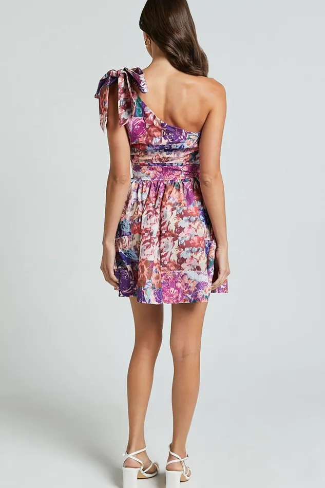 Alice Mini Dress 8211 One Shoulder Side Cut Out Dress In Vintage Garden Print Women Showpo Dresses