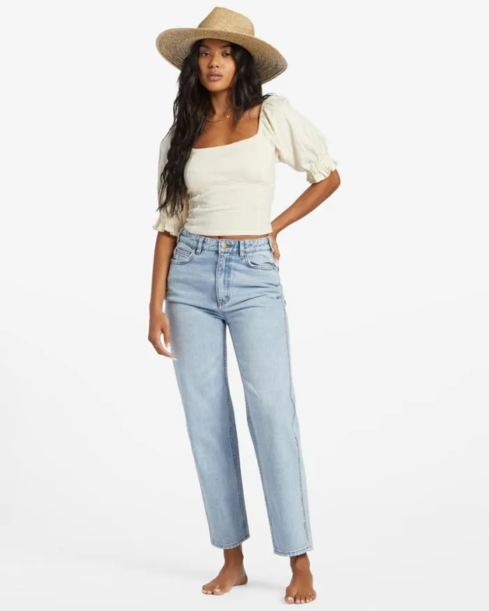 All Day Straight Leg Pants Blue Surf Women Billabong Denim