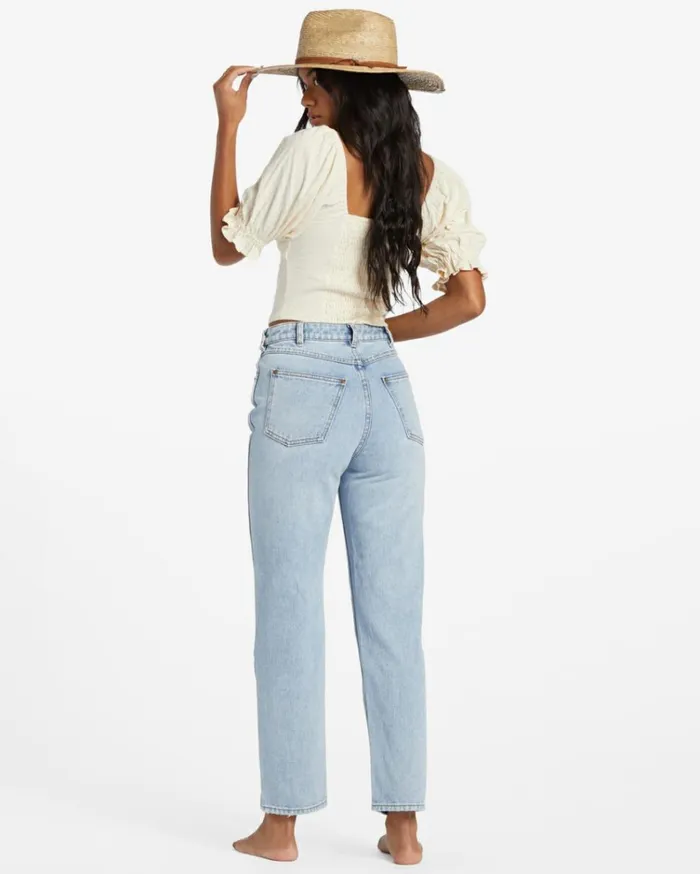 All Day Straight Leg Pants Blue Surf Women Billabong Denim