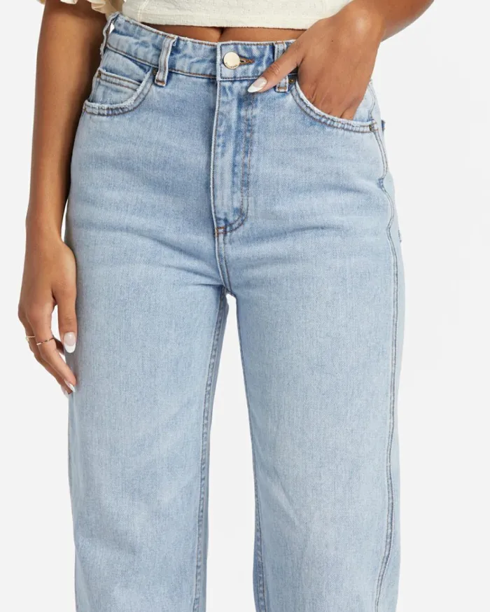 All Day Straight Leg Pants Blue Surf Women Billabong Denim
