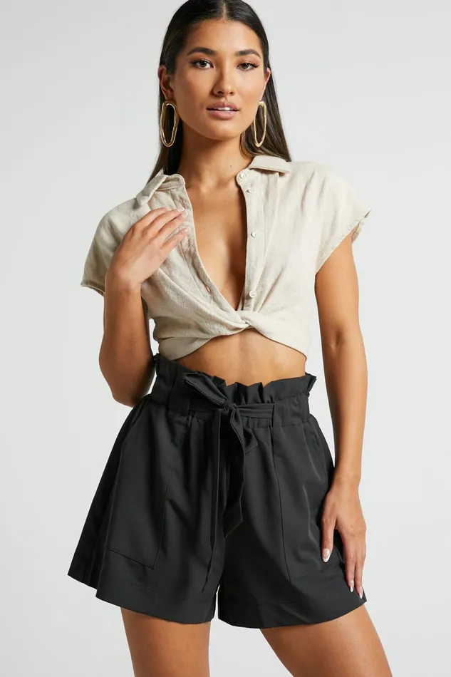All Rounder Shorts 8211 Paper Bag Shorts In Black Women Showpo Curve Clothes