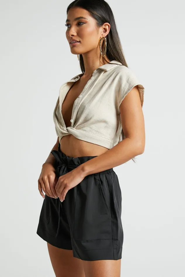 All Rounder Shorts 8211 Paper Bag Shorts In Black Women Showpo Curve Clothes