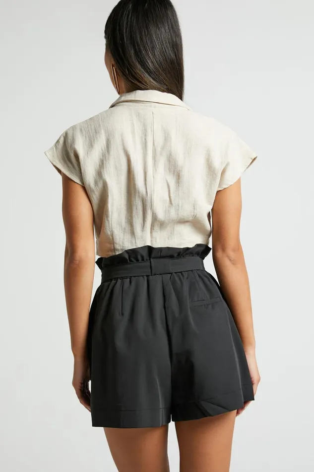 All Rounder Shorts 8211 Paper Bag Shorts In Black Women Showpo Curve Clothes