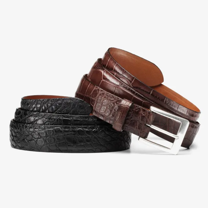 Allen Edmonds American Alligator Dress Belt Black American Alligator Leather Men Dress Belts