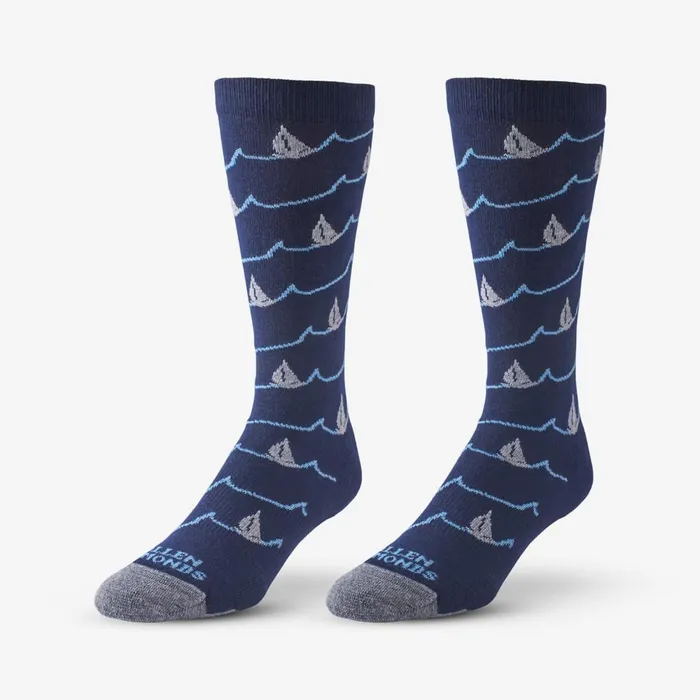 Allen Edmonds Boat Pattern Soft Touch PolyTencel Dress Socks Navy Men Socks