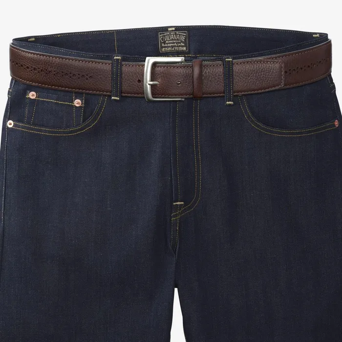 Allen Edmonds Brogue Street Belt Brown Men Casual Belts