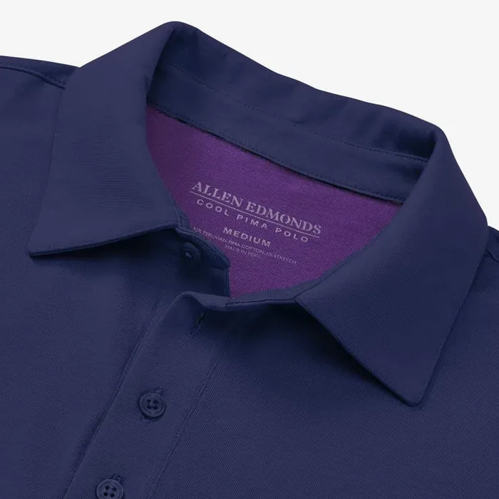 Allen Edmonds Cool Touch Pima Cotton Polo Navy Men Shirts and Sweaters
