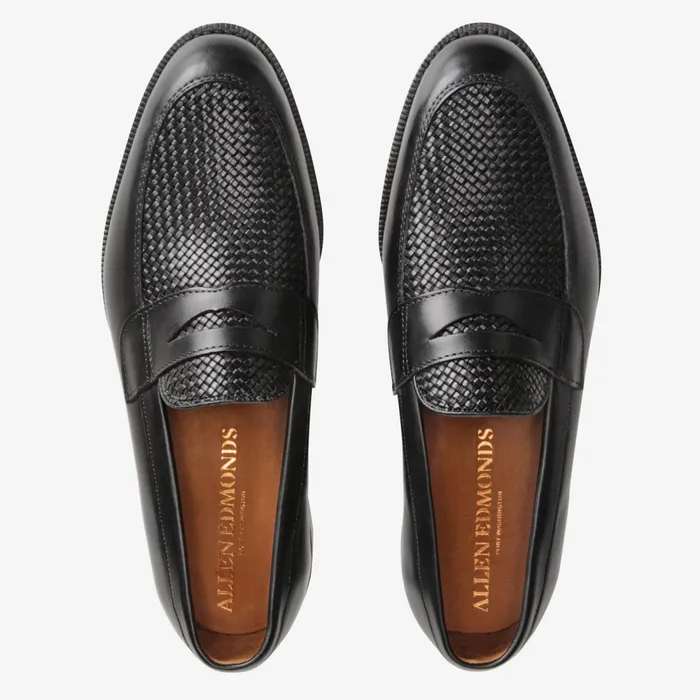 Allen Edmonds Lake Bluff Weave Dress Loafer Black Men Loafers and SlipOns