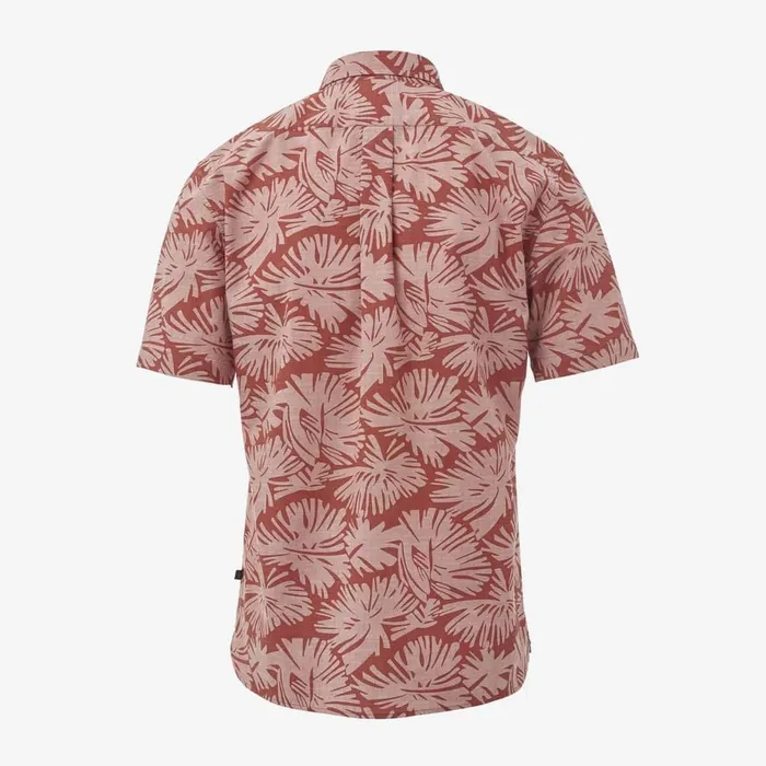 Allen Edmonds Leaf Print Short Sleeve Shirt Lobster Bisque Men Shirts and Sweaters