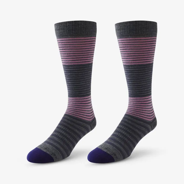 Allen Edmonds Mixed Stripe Merino Cool Dress Socks Dusty Pink Men Socks