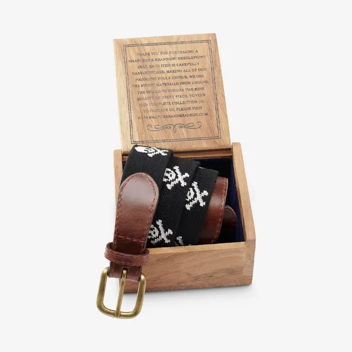 Allen Edmonds Needlepoint Belt By Smathers and Branson Jolly Roger 8211 Black Men Casual Belts