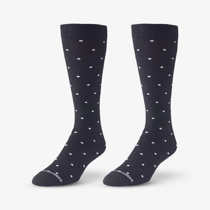 Allen Edmonds Polka Dot Merino Cool Dress Socks Black With White Dots Men Socks