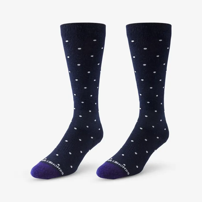 Allen Edmonds Polka Dot Merino Cool Dress Socks Navy With White Dots Men Socks