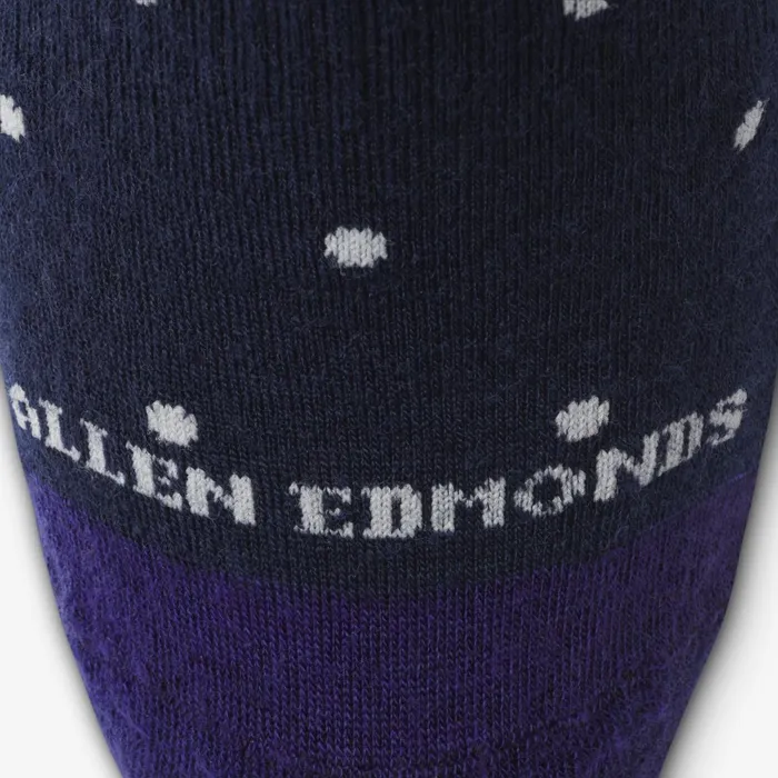 Allen Edmonds Polka Dot Merino Cool Dress Socks Navy With White Dots Men Socks
