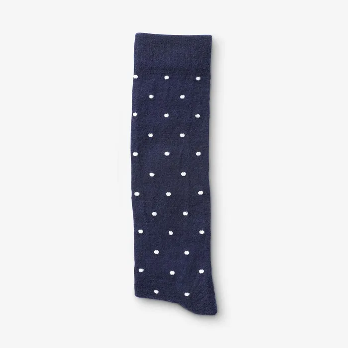 Allen Edmonds Polka Dot Merino Cool Dress Socks Navy With White Dots Men Socks