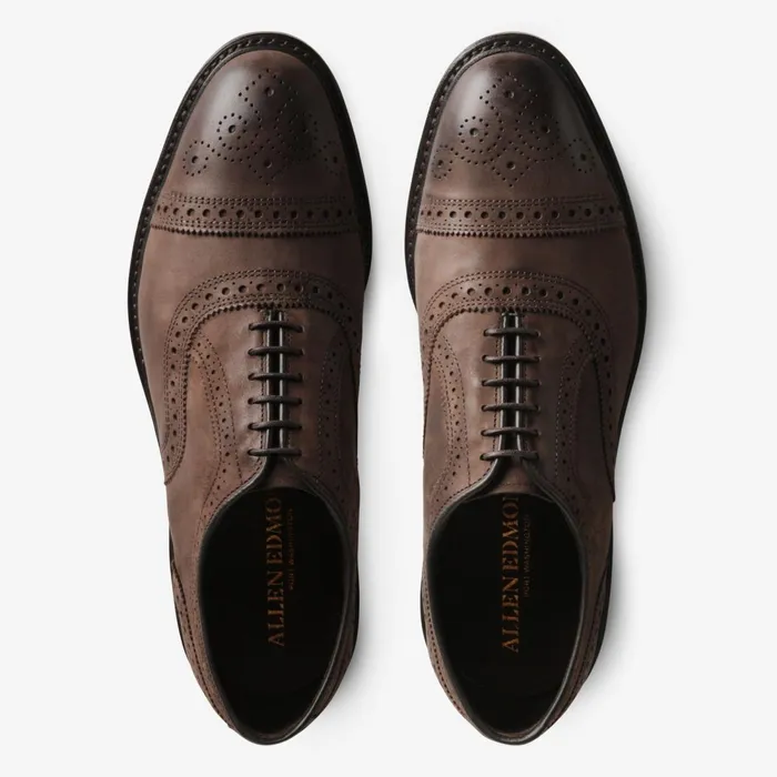Allen Edmonds Strandmok CapToe Oxford With Dainite Rubber Sole Brown Nubuck Men Wide Width Shoes