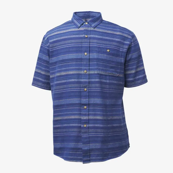 Allen Edmonds Stripe Kay Street Short Sleeve Shirt Blue Stripe Men Shirts and Sweaters