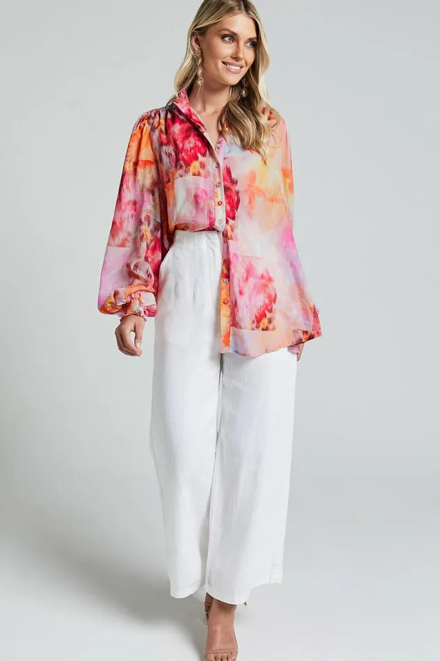 Amalie The Label 8211 Biella Linen Blend High Waisted Wide Leg Pants In White Women Showpo Pants