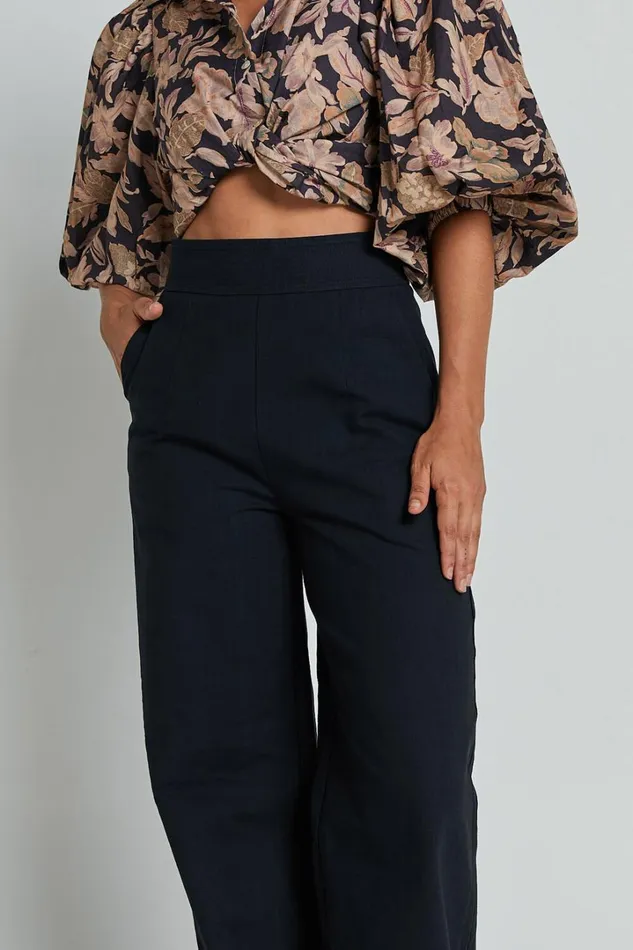 Amalie The Label 8211 Charo Linen Look High Waisted Wide Leg Pants In Black Women Showpo Pants