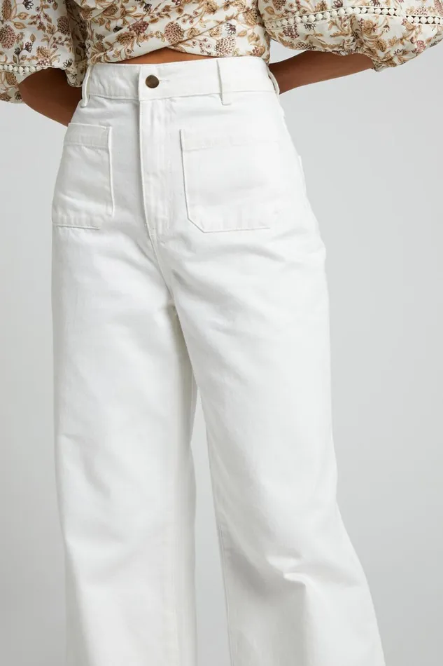 Amalie The Label 8211 Desi Jeans High Waisted Wide Leg Full Length In Off White Women Showpo Jeans