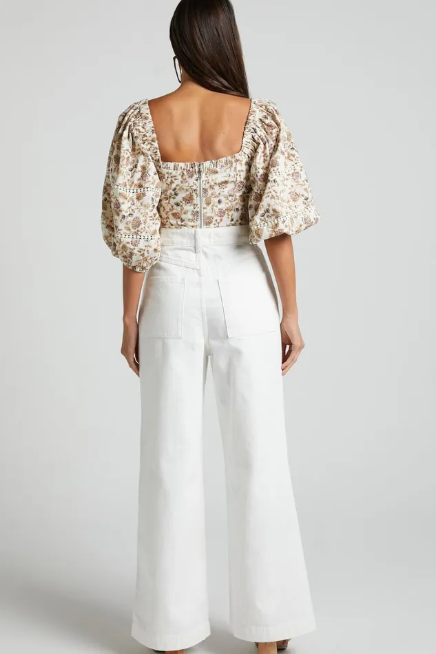 Amalie The Label 8211 Desi Jeans High Waisted Wide Leg Full Length In Off White Women Showpo Jeans