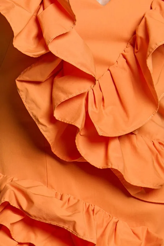 Amalie The Label 8211 Lilou Ruffle Detail Cut Out Mini Dress In Orange Women Showpo Curve Clothes