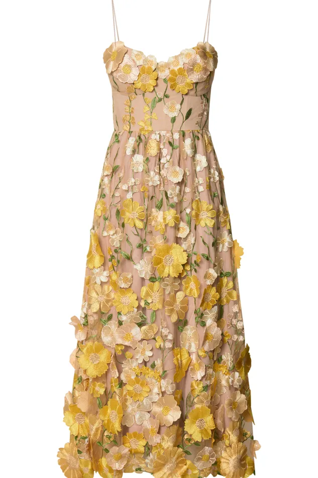 Amalie The Label 8211 Mia Strappy Flower Detail Midi Dress In Yellow Women Showpo Dresses