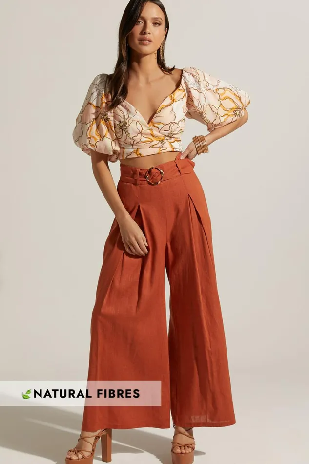 Amalie The Label 8211 Reine Linen Blend High Waisted Wide Leg Pleat Pants In Burnt Sienna Women Showpo Pants Amalie The Label 8211 Reine Linen Blend High Waisted Wide Leg Pleat Pants In Burnt Sienna Women Showpo Pants