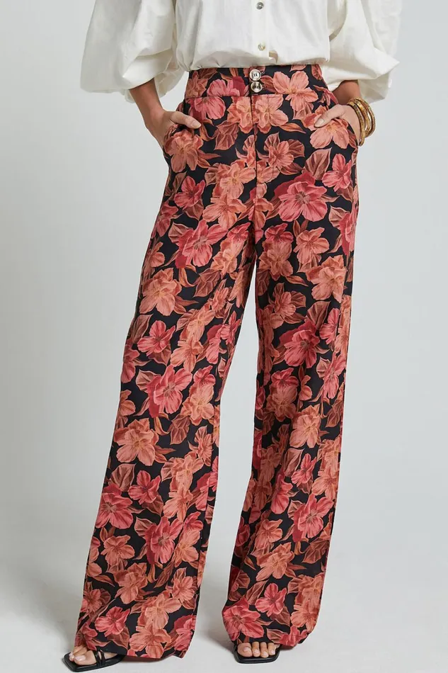 Amalie The Label 8211 Rosabel Linen Blend High Waisted Wide Leg Pants In Atalie Print Women Showpo Pants