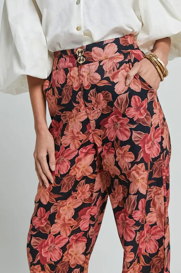 Amalie The Label 8211 Rosabel Linen Blend High Waisted Wide Leg Pants In Atalie Print Women Showpo Pants