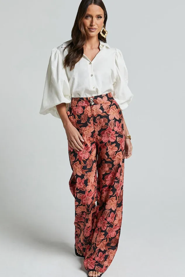 Amalie The Label 8211 Rosabel Linen Blend High Waisted Wide Leg Pants In Atalie Print Women Showpo Pants