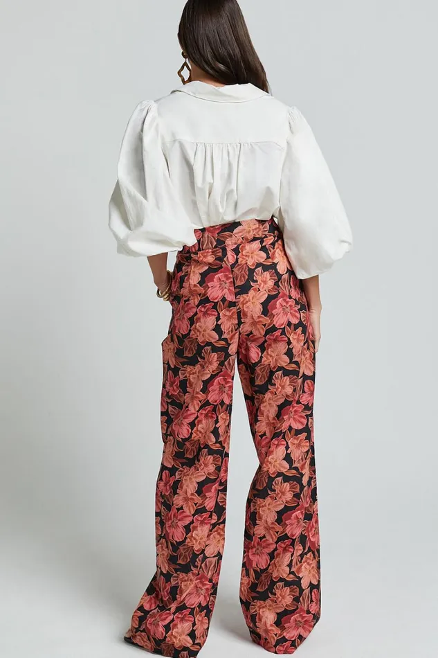 Amalie The Label 8211 Rosabel Linen Blend High Waisted Wide Leg Pants In Atalie Print Women Showpo Pants