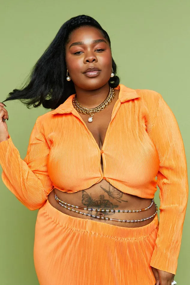 Amarante Blouse 8211 Plisse Button Up Blouse In Orange Women Showpo Tops